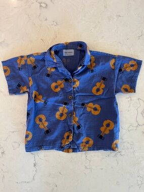 Bobo Choses Blue Guitar Print Button-Up Shirt